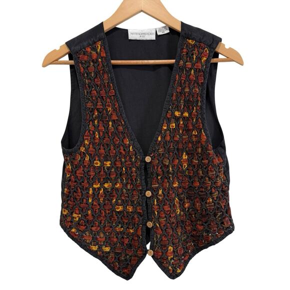 Vtg Woven Multicolor Vest Size PM Artsy Eclectic Abstract Hipster Indie Bohemian - Picture 1 of 7